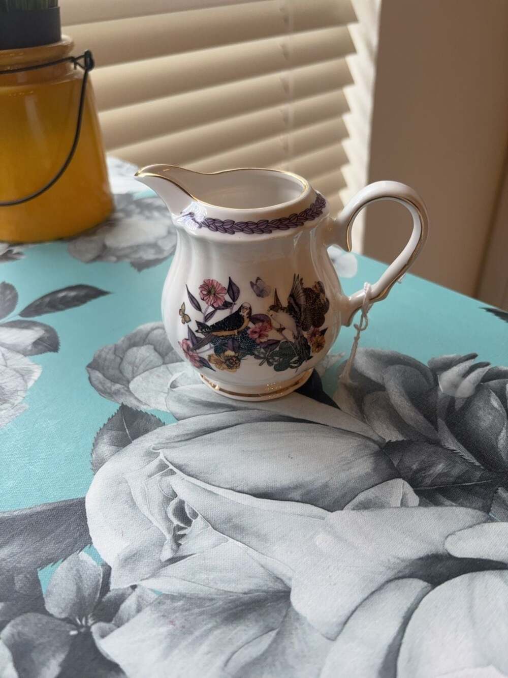Grace Teaware Fine Porcelain Floral Bird Creamer Pitcher